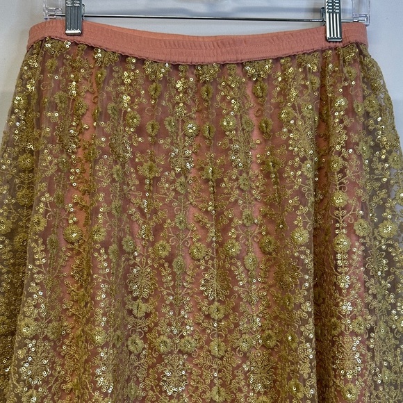 Soft Surroundings Gold Sequin Embellished Maxi Skirt S Party/Evening/Boho - Picture 3 of 5